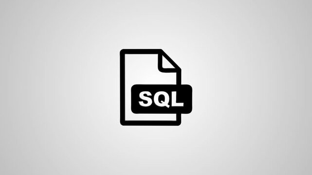 Sql file format icon in 3d motion animation representing database structured query language programming and data management