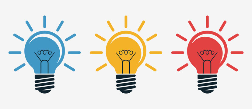 light bulb icon on a white background vector illustration representing ideas innovation creativity bright thinking energy concept design, modern inspiration symbol, minimal idea generation graphic.