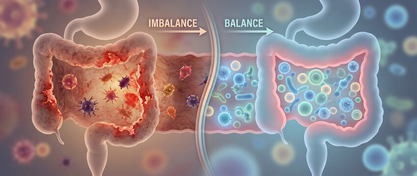 Balanced versus imbalanced gut microbiome comparison