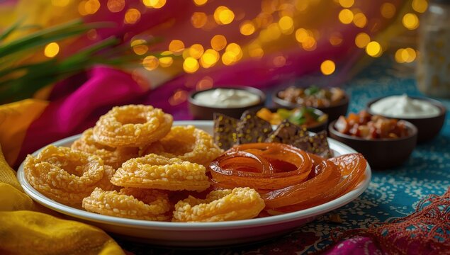 Crispy Fafda and sweet jalebi are a famous Indian snack from Gujarat.