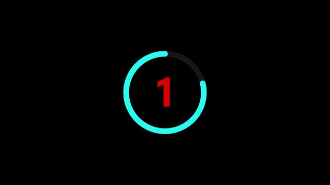 Abstract 5 seconds countdown animation from 5 seconds to 0 seconds on a black background.lets go animation with five seconds countdown timer.