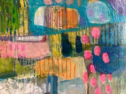 Multicolor Abstract Painting Collage Fragment Dense Layer Texture Background