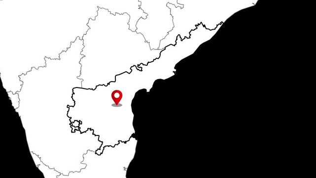Andhra Pradesh Location Map with Highlighted Pin Marker, Regional Border Outline and Minimal Geographic Navigation Presentation
