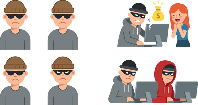 Cybercrime & Hacker Illustration Vector Set