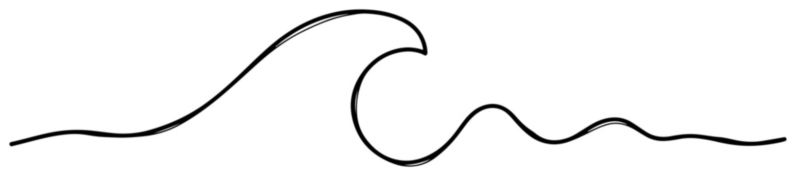 Ocean wave and horizon line in minimalist outline style