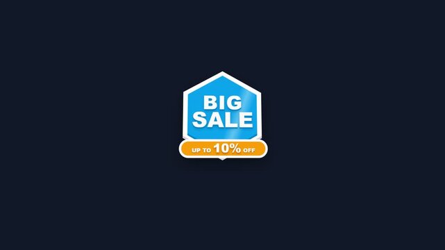 Animated big sale promotion badge with ten percent discount offer