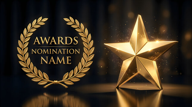 Awards nomination name podium, golden prize event, scene star ceremony. Vector