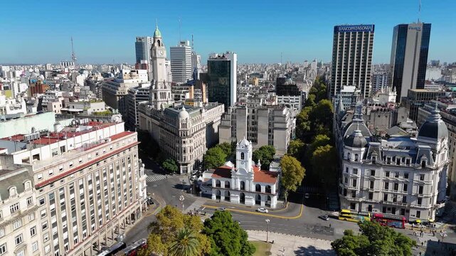 Buenos Aires skyline aerial view of Cabildo