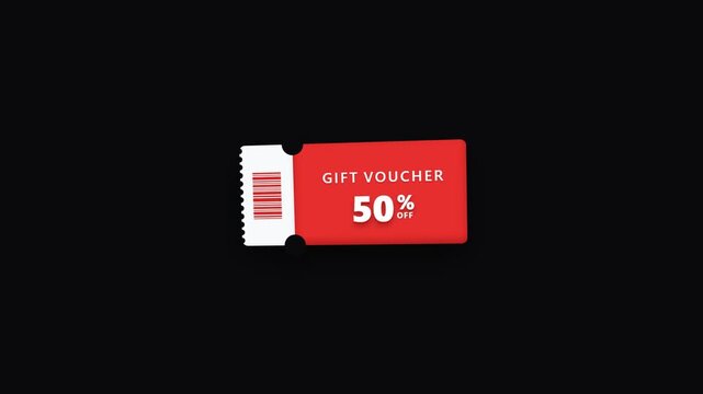 Red gift voucher with fifty percent off discount promotion