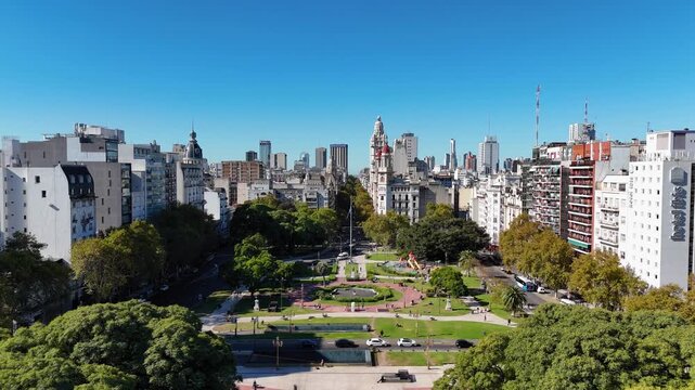Aerial view of Plaza Mariano Moreno in Buenos Aires