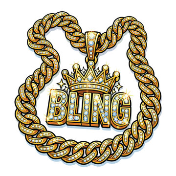 hip hop gold necklace vector image | Hip-Hop-Goldkette (Vektorgrafik)