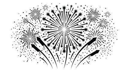 Obraz premium fireworks display black silhouette on white background