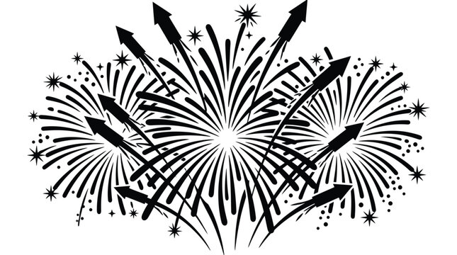 firework burst silhouette on white background