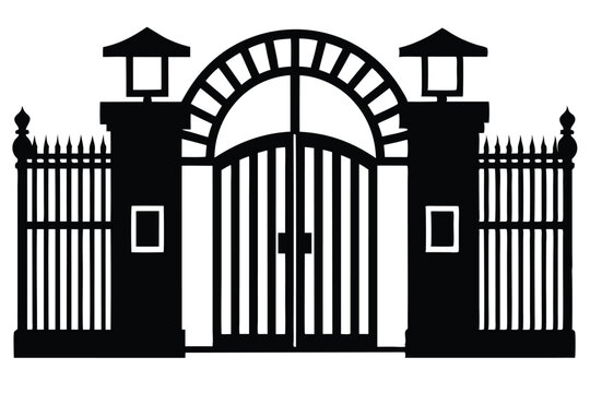 gate silhouette line art vector illustration