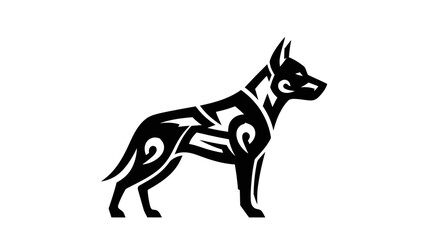 Fototapeta premium Tribal Dog Silhouette Tattoo Design