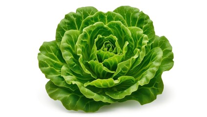 Fototapeta premium Sliced green oak lettuce on a white backdrop.