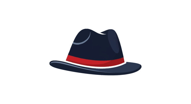 Black fedora hat with red band.
