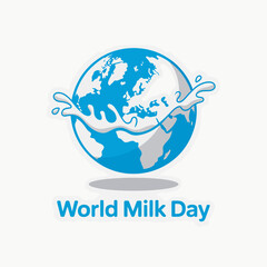 Fototapeta premium World Milk Day celebration with globe and milk splash design element