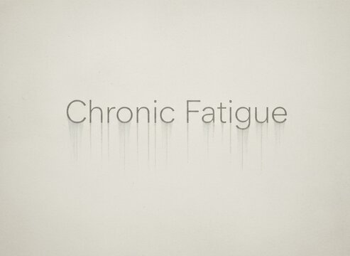 Chronic Fatigue text with a subtle shadow effect on a neutral background, visually representing the concept of extreme tiredness.