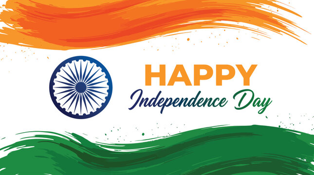 Happy India independence day celebration with patriotic colors and Ashoka chakra