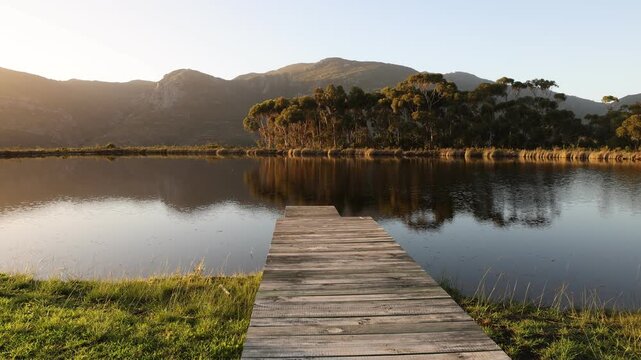 placid pond  and tree reflections, Stanford, South Africa
