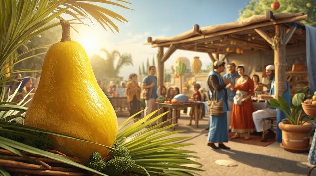 The Jewish holiday of Sukkot features the etrog, a ritual citrus fruit associated with the Feast of Tabernacles.