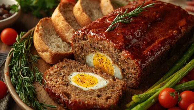 Egg-filled meatloaf is equally simple to prepare as a standard one, yet it's more festive, sophisticated, and enjoyable.