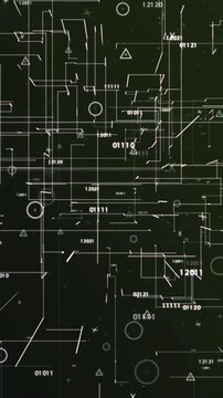 Abstract digital binary code data flow in vertical green matrix background