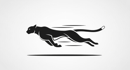 Black silhouette of a cheetah running fast. © Dapet