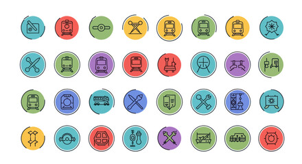 Train Icons Set - Transportation, Travel, and Railway Symbols Collection © dani