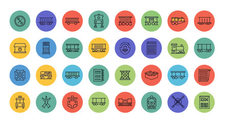 Train Icons Set: Transportation, Freight, Passenger, Locomotive & Wagons © dani