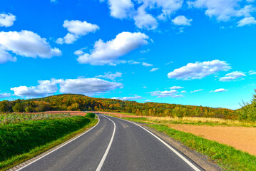 Fototapeta premium Bundesstraße B276 zwischen Brachttal und Birstein im Herbst