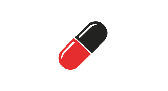 Closeup of a red and black capsule.