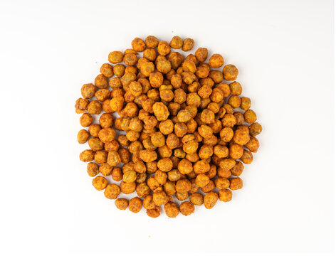 Roasted chickpeas, leblebi pile, spicy fried chana, crispy chick peas with mint and spices, east snack