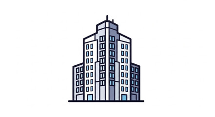 Fototapeta premium Modern Skyscraper Building Illustration Isolated on White Background.