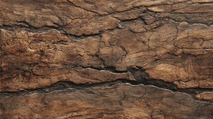 Fototapeta premium Close-up of textured brown distressed wooden bark surface with natural patterns
