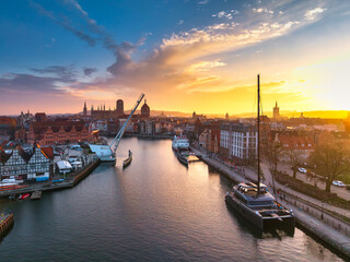 Beautiful Gdansk over the Motlawa river at sunset. Poland © Patryk Kosmider