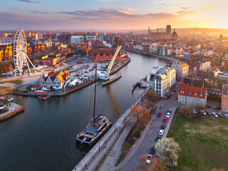 Beautiful Gdansk over the Motlawa river at sunset. Poland © Patryk Kosmider