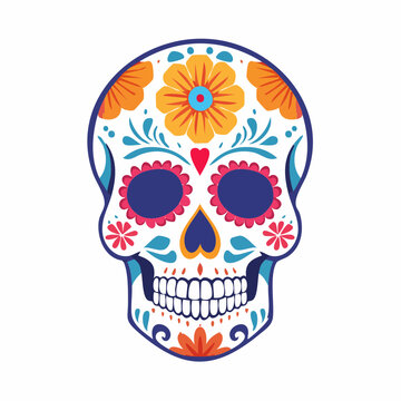 Decorated Sugar Skull with Floral Patterns