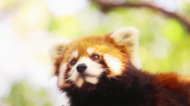 Ailurus fulgens, commonly known as the red panda, captured in its natural habitat displaying calm wildlife behavior. This rare Asian mammal is known for its reddish fur, bushy tail, and arboreal lifes