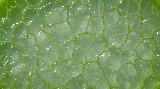 Green leaf cells microscopic texture for botanical science education and organic nature environment design elements frontal view background perfectly high resolution