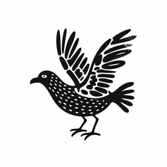 Obraz premium Linocut Style Spotted Bird Illustration