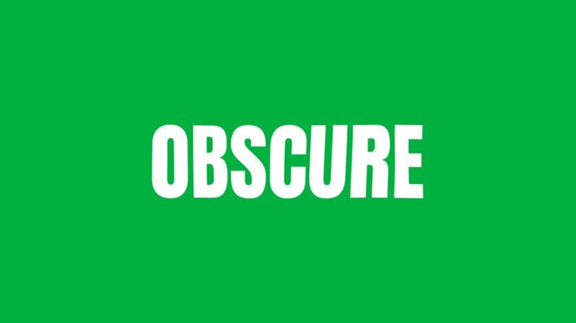 Bold white obscure text animation on a bright green background, creating a clean modern visual with mysterious and abstract communication