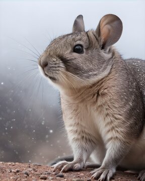 A warm viscacha rat  genetic hybrid experiment  fantasy animal, fictional species moving in a starfield basin
