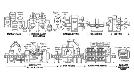 Obraz premium Industrial Manufacturing Process Flow Diagram Illustration.