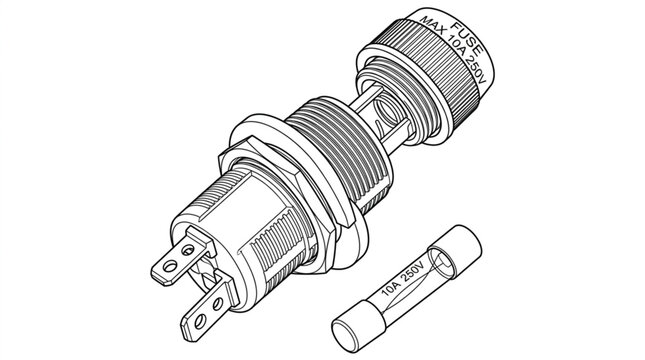 Electrical Plug and Fuse Illustration.