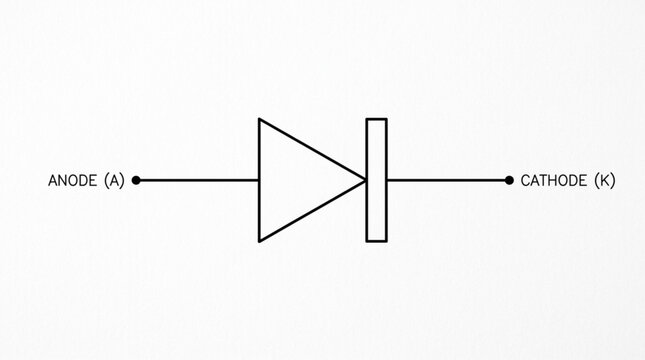 Electrical schematic symbol for a diode.