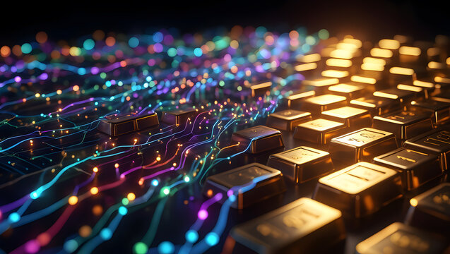 Abstract visualization of fintech success and digital investment monetization