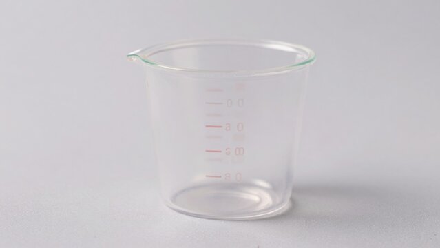 High resolution graduated cylinder made clear transparent plastic cylindrical shape wide base narrow neck has