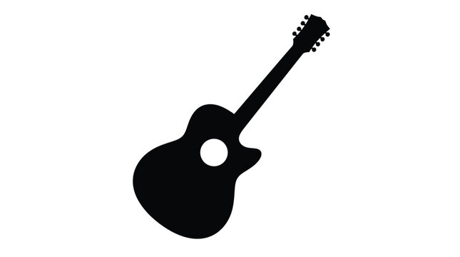 Acoustic guitar silhouette on a white background